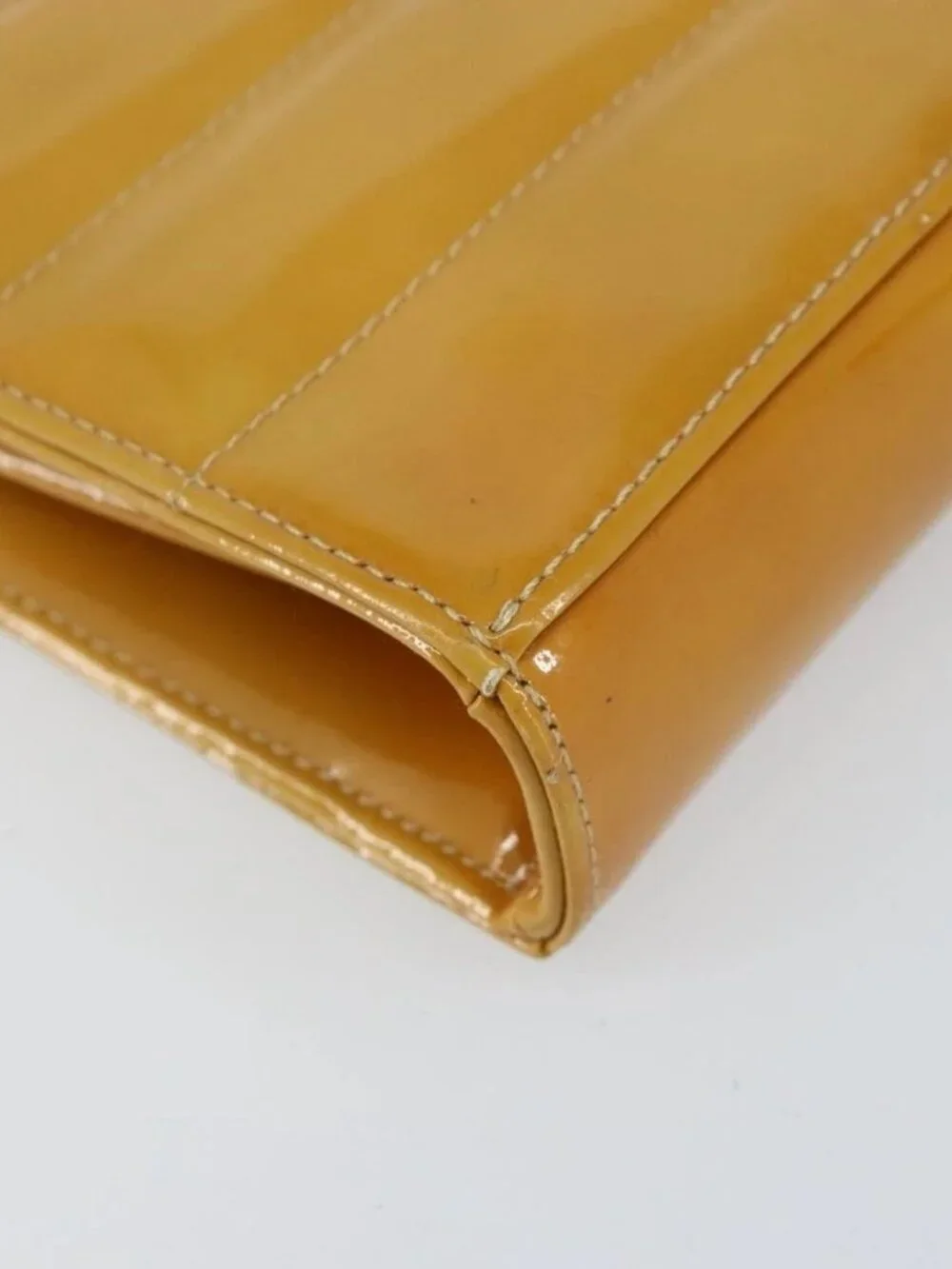 CHANEL Choco Bar Shoulder Bag Enamel Yellow CC Auth 152372